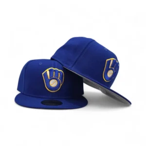 New Era Milwaukee Brewers fitted hat gray, blue, royal colorway - Milwaukee Brewers Gray Bottom Fitted Brings Clean Two-Tone Vibes