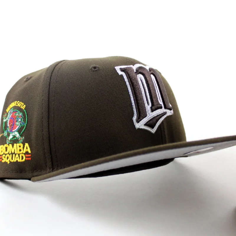 New Era Minnesota Twins fitted hat Walnut Gray Under Brim colorway - Minnesota Twins Bomba Squad Fitted Drops with Clean Walnut Gray Under Brim