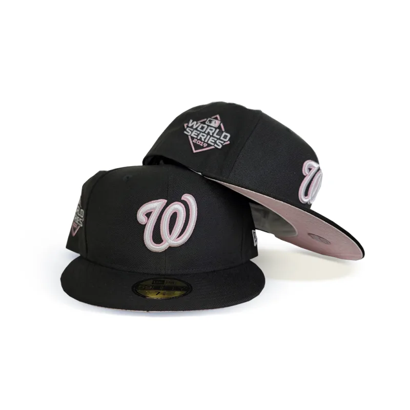 New Era Washington Nationals fitted hat black, pink colorway - 2019 World Series Fitted: New Era’s Pink Paisley Nationals Championship Tribute