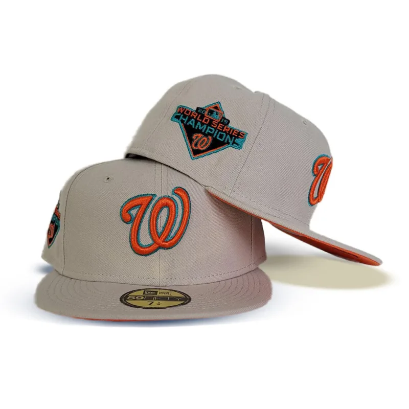 New Era Washington Nationals fitted hat orange, cream colorway - 2019 World Series Fitted: New Era Drops Cream Nationals Championship Tribute