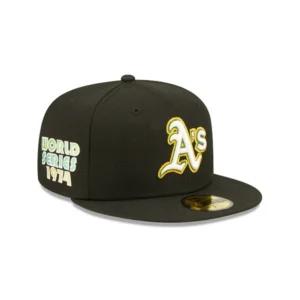 New Era Oakland Athletics fitted hat black, green colorway - 1974 World Series Fitted: New Era Drops Oakland A’s Championship Tribute with Green Citrus Pop