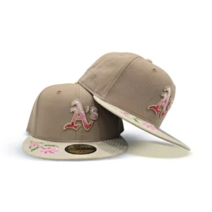 New Era Oakland Athletics fitted hat gray, camel colorway - Oakland Athletics Get Luxe Treatment in This Hand-Stitched Fitted