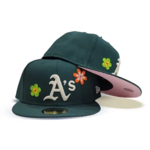 New Era Oakland Athletics fitted hat green, pink colorway - Oakland Athletics Get Floral Treatment in New Era’s Latest Fitted Drop