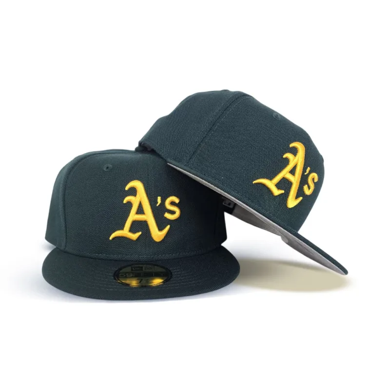New Era Oakland Athletics fitted hat gray, green colorway - Oakland Athletics Fitted Drops in Clean Dark Green and Gray Colorway