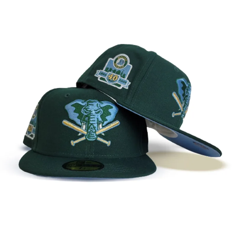 New Era Oakland Athletics fitted hat blue, green colorway - Oakland A’s Anniversary Fitted: New Era Drops Dark Green 40th Anniversary Tribute