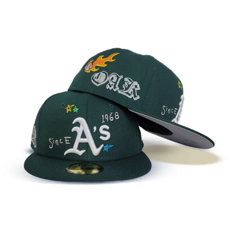 New Era Oakland Athletics fitted hat gray, green colorway - Oakland Athletics Get a Fresh Scribble Design Fitted from New Era