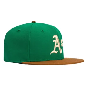 New Era Oakland Athletics fitted hat Kelly, Khaki colorway - New Era Drops Fresh Oakland Athletics Fitted in Monstera Pack Colorway