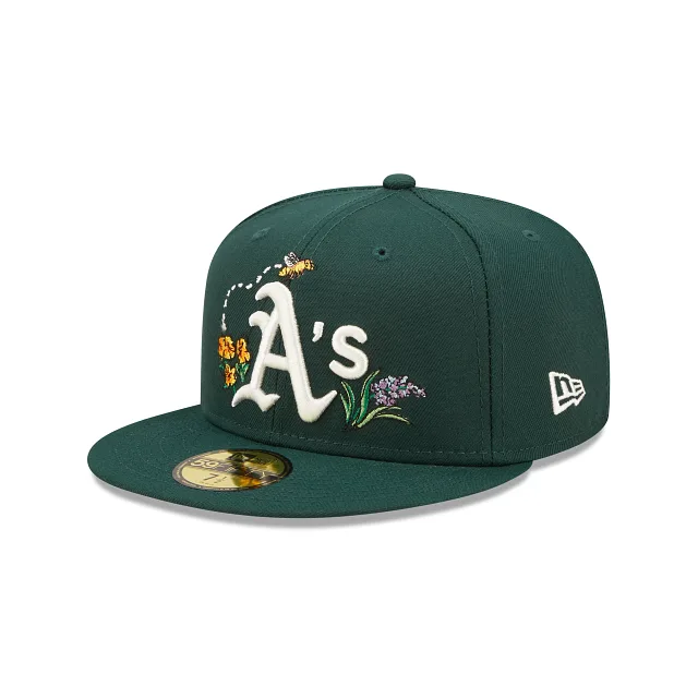 New Era Oakland Athletics fitted hat navy, green colorway - Oakland Athletics Fitted Gets Fresh Watercolor Floral Treatment