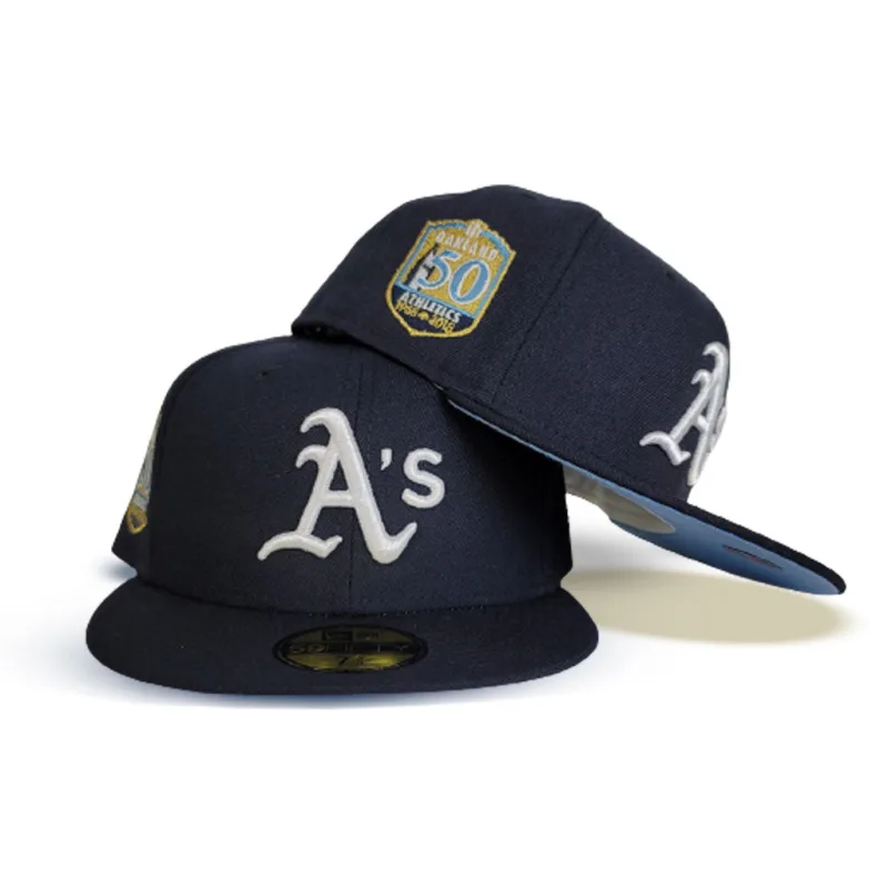 New Era Oakland Athletics fitted hat navy, blue colorway - Oakland A’s 50th Anniversary Fitted: New Era Celebrates Five Decades of Baseball Excellence