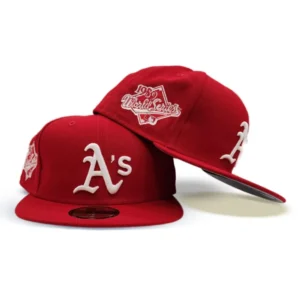 New Era Oakland Athletics fitted hat gray, red colorway - 1989 World Series Fitted: New Era’s Red and Gray A’s Championship Tribute