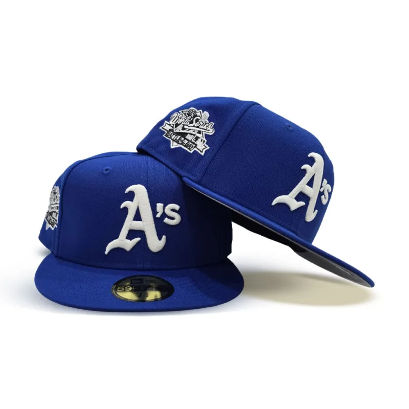 New Era Oakland Athletics fitted hat gray, blue, royal colorway - Battle of the Bay Fitted: New Era Drops Royal Blue A’s 1989 World Series Tribute