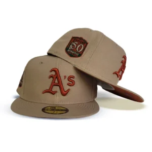 New Era Oakland Athletics fitted hat orange, tan colorway - 50th Anniversary Fitted: New Era’s Tan Oakland Athletics Commemorative Drop