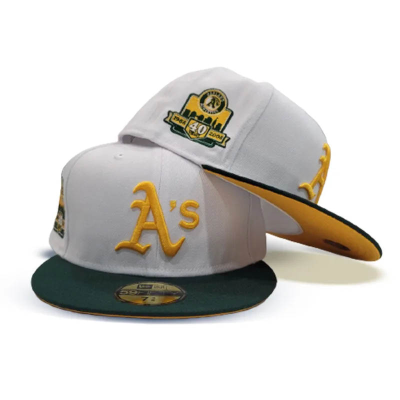 New Era Oakland Athletics fitted hat white, yellow colorway - Oakland A’s 40th Anniversary Fitted: New Era Drops White and Yellow Tribute