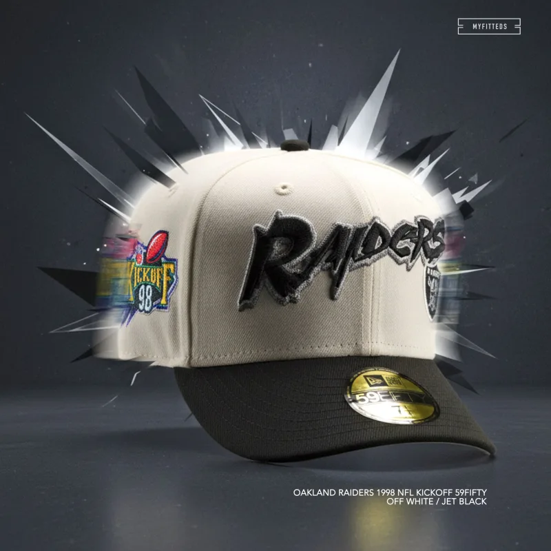 New Era Las Vegas Raiders fitted hat white colorway - New Era Drops Clean Raiders Fitted from 1998 NFL Kickoff Collection