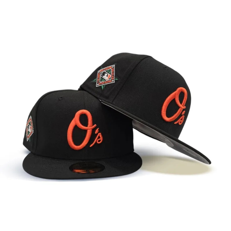 New Era Baltimore Orioles fitted hat black, grey, gray colorway - 1993 All-Star Game Fitted: New Era Drops Baltimore Orioles Camden Yards Tribute