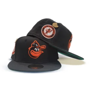 New Era Baltimore Orioles fitted hat black, navy, blue, green colorway - 1966 World Series Fitted: New Era Drops Black Orioles Championship Tribute with Green Bottom