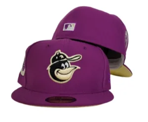 New Era Baltimore Orioles fitted hat purple, yellow colorway - 1966 World Series Fitted: New Era’s Grape Purple Orioles Championship Tribute