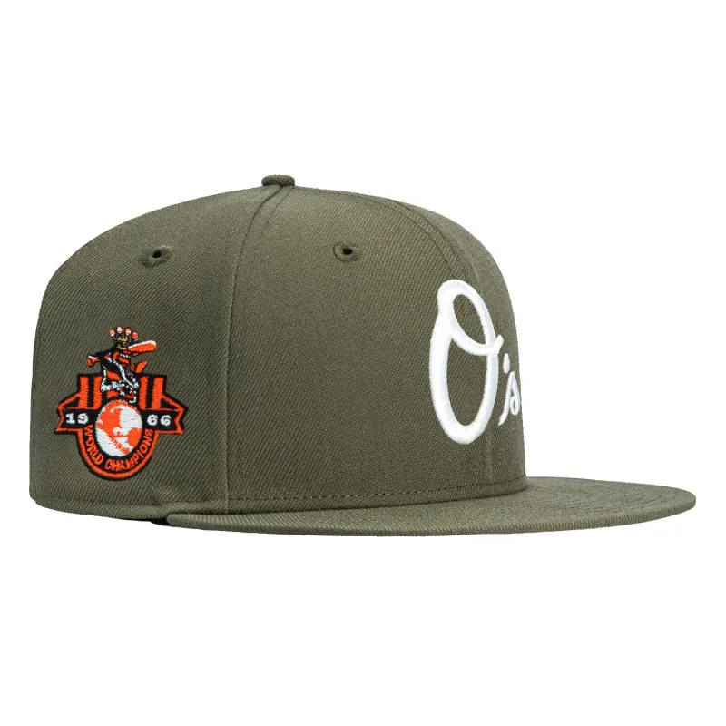 New Era Baltimore Orioles fitted hat Olive, Ivory colorway - 1966 World Series Fitted: New Era Drops Orioles Championship Tribute in Olive