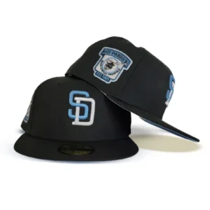 New Era San Diego Padres fitted hat black, blue colorway - Padres Fitted Gets Retro Treatment with 1969 Go Padres Side Patch