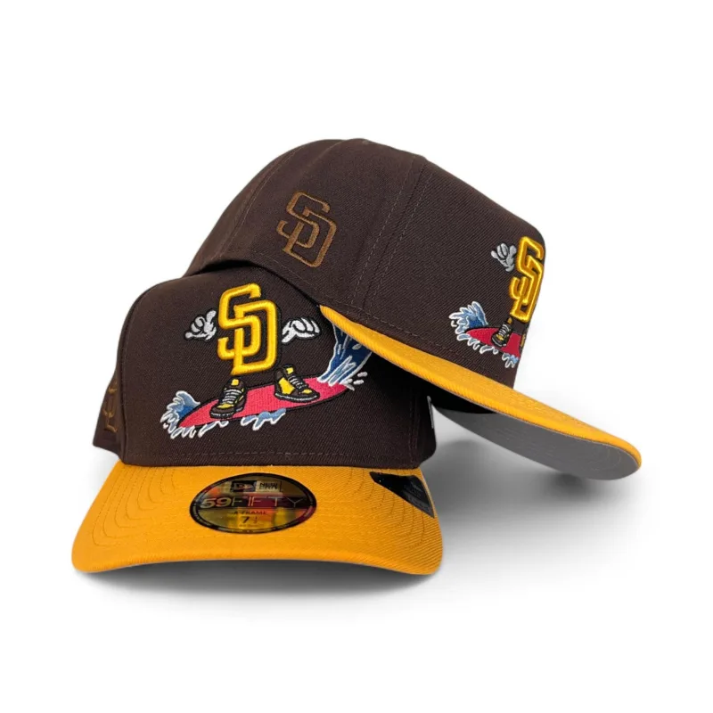 New Era Los Angeles Dodgers fitted hat gray, green, yellow, brown, olive colorway - New Era Drops Unique Padres Fitted with Cartoon Pack Vibes