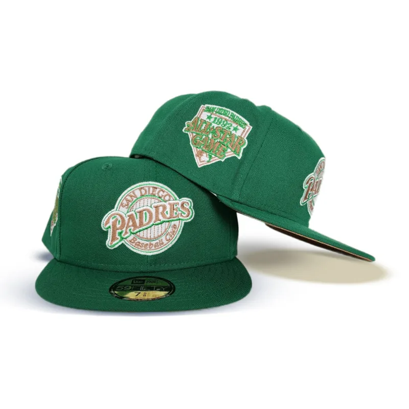 New Era San Diego Padres fitted hat green, brown, kelly green colorway - 1992 All-Star Fitted: New Era’s Kelly Green Padres Starbucks Collection Drop