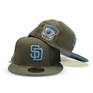 New Era San Diego Padres fitted hat blue, green, olive colorway - New Era Drops Fresh Padres Fitted with Vintage 1969 Side Patch