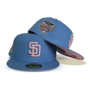 New Era San Diego Padres fitted hat blue, pink colorway - 1992 All-Star Game Fitted: New Era Drops Sky Blue Padres Tribute with Pink Bottom