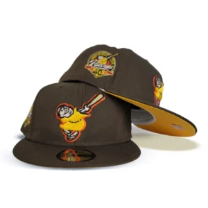 New Era San Diego Padres fitted hat yellow, brown, walnut colorway - 40th Anniversary Fitted: New Era Drops Walnut Brown Padres Tribute