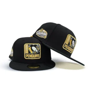 New Era Pittsburgh Penguins fitted hat black, green colorway - Pittsburgh Penguins Drop Clean Black Fitted with 2008 Winter Classic Patch