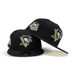 New Era Pittsburgh Penguins fitted hat black, green colorway - New Era Drops Clean Penguins Fitted with 50 Years Side Patch