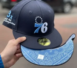 New Era Philadelphia 76ers fitted hat navy, blue colorway - New Era Drops Clean Sixers Fitted with Championship Side Patch