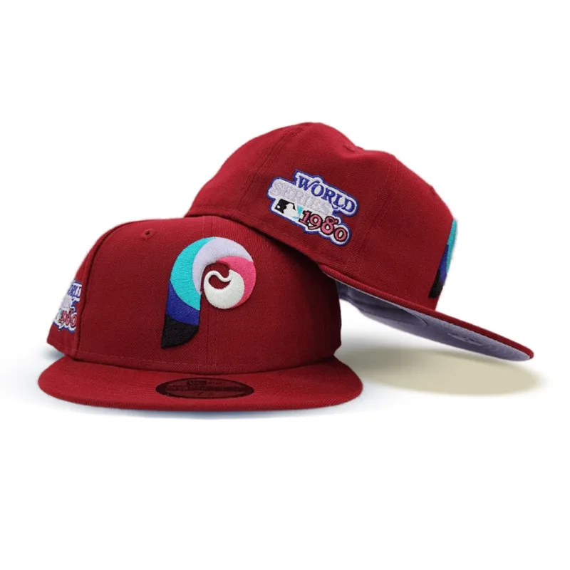 New Era Philadelphia Phillies fitted hat black, burgundy colorway - 1980 World Series Fitted: Polar Lights Drops Championship Phillies Tribute