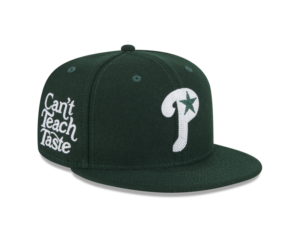 New Era Philadelphia Phillies fitted hat black, green colorway - Phillies Fitted Gets Premium Melton Wool Treatment with Diet Starts Monday Patch