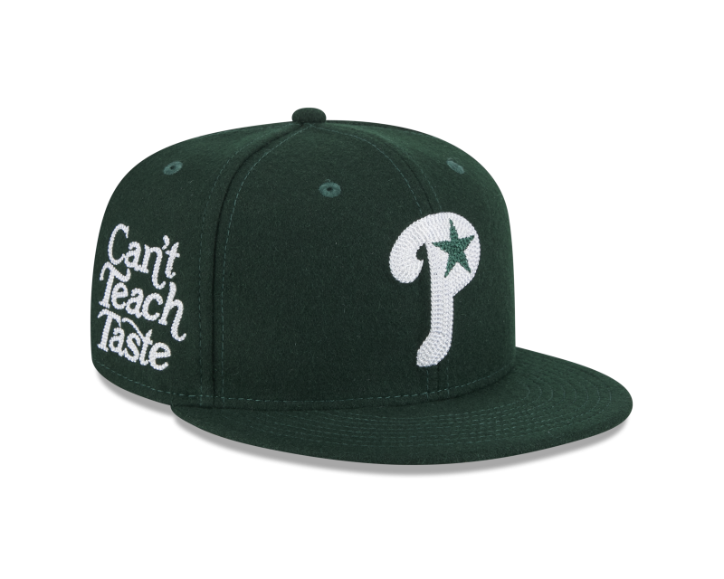 New Era Philadelphia Phillies fitted hat black, green colorway - Phillies Fitted Gets Premium Melton Wool Treatment with Diet Starts Monday Patch