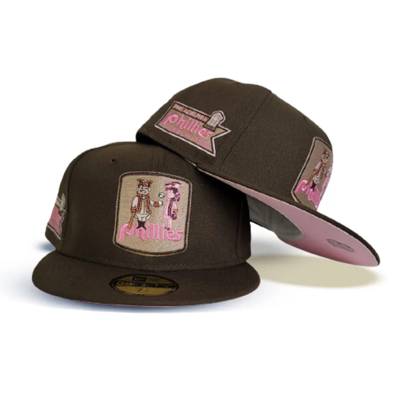 New Era Philadelphia Phillies fitted hat pink, brown colorway - Phillies Fitted Gets Vintage Treatment with 1980 World Champions Side Patch