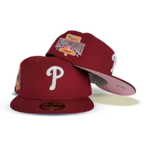 New Era Philadelphia Phillies fitted hat pink, burgundy colorway - 1996 All-Star Game Fitted: New Era’s Burgundy Phillies Tribute Celebrates Philadelphia’s Midsummer Classic