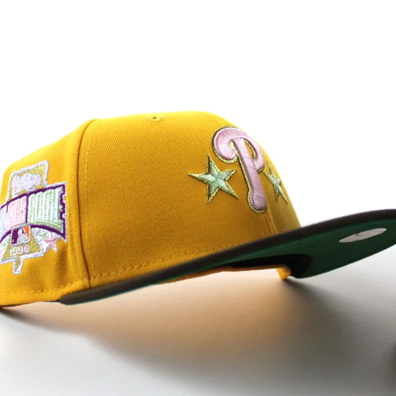 New Era Philadelphia Phillies fitted hat Gold Walnut Green Under Brim colorway - 1996 All-Star Fitted: New Era Drops Phillies Midsummer Classic Tribute in Gold Walnut