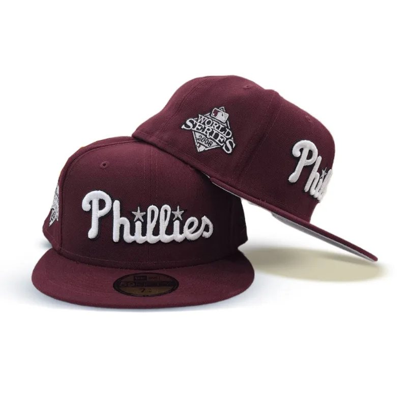 New Era Philadelphia Phillies fitted hat gray, maroon colorway - 2008 World Series Fitted: New Era Drops Phillies Championship Tribute in Maroon and Gray