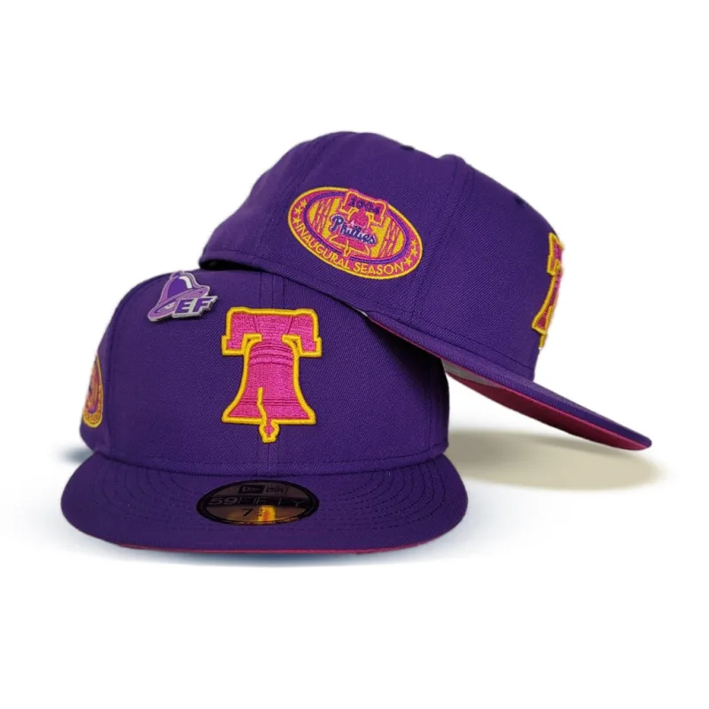 New Era Philadelphia Phillies fitted hat pink, purple colorway - 2004 World Series Fitted: New Era’s Purple Phillies Taco Bell Collection Drop