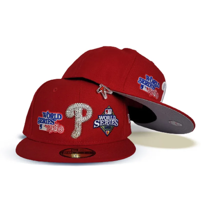 New Era Philadelphia Phillies fitted hat red colorway - New Era Drops Luxe Phillies Fitted with Swarovski Crystals