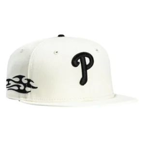 New Era Philadelphia Phillies fitted hat White, Black colorway - New Era Drops Clean Phillies Fitted with Tribal Tattoo Stitching