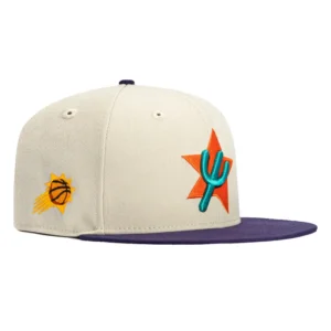 New Era Phoenix Suns fitted hat Stone, Purple colorway - New Era Phoenix Suns City Edition Fitted Drops in Clean Stone Colorway