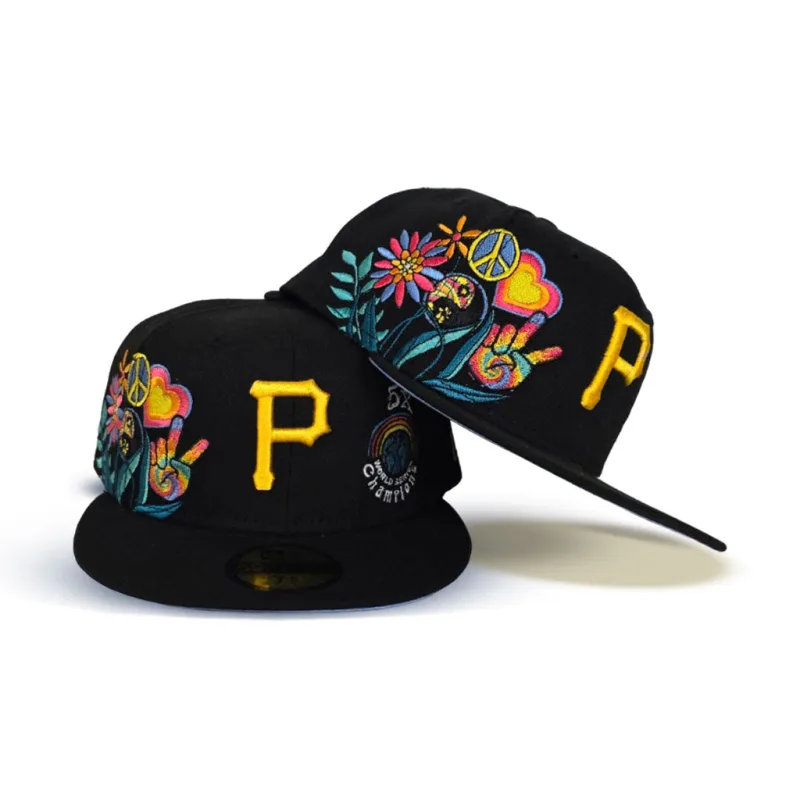 New Era Pittsburgh Pirates fitted hat black, blue colorway - Pirates Fitted Gets Championship Treatment with New Era’s 5X World Series Groovy Patch Drop