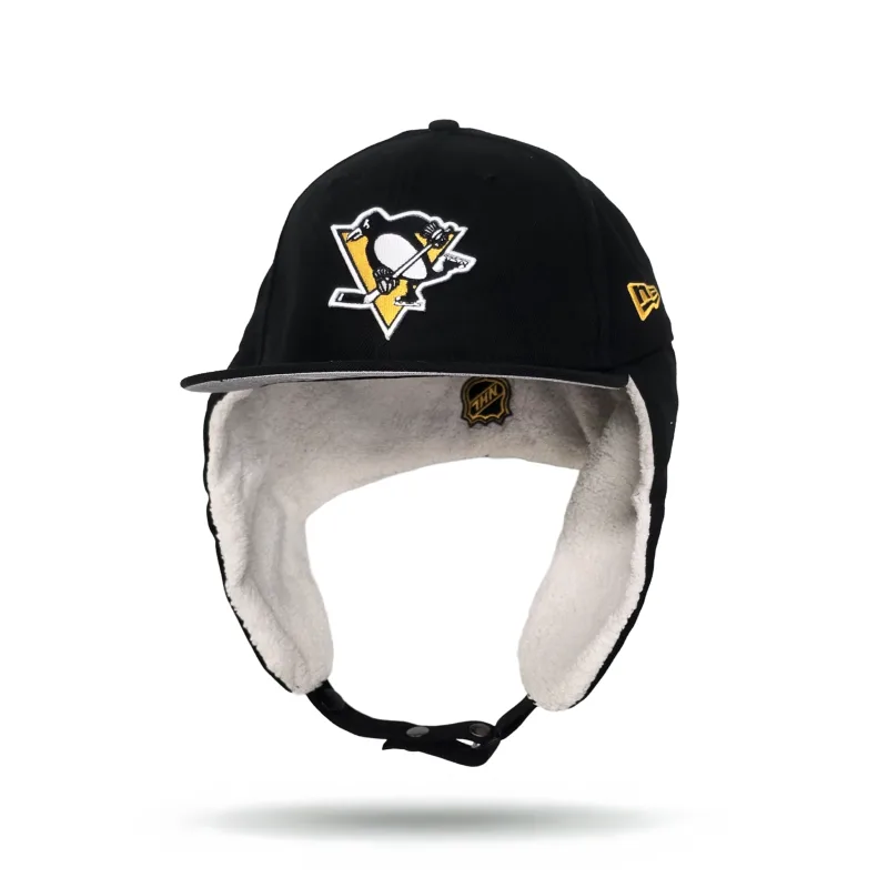 New Era Pittsburgh Penguins fitted hat black, gray colorway - New Era Drops Clean Pittsburgh Penguins Fitted with Dog Ear Flap Detail