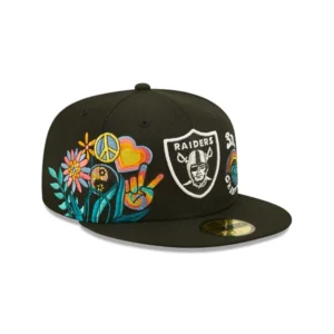 New Era Las Vegas Raiders fitted hat black, navy, blue colorway - Raiders Fitted Gets Groovy with New Era’s 3X Champions Release