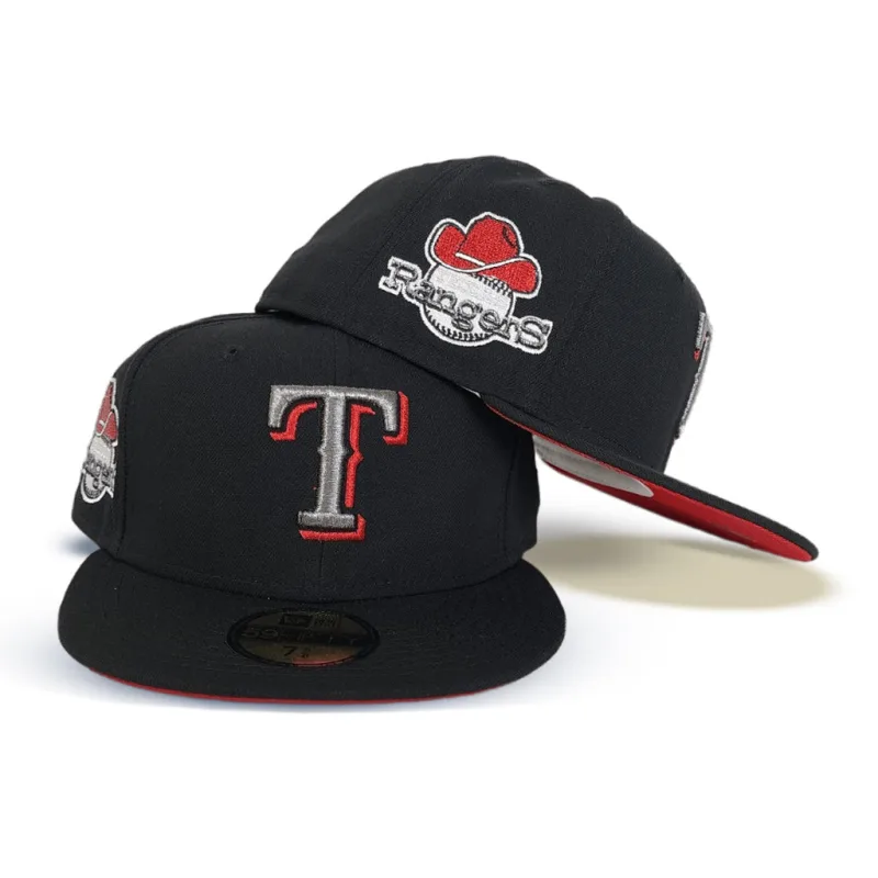 New Era New York Rangers fitted hat black, red colorway - New Era Rangers Fitted Features Clean Black Base with Red Bottom Accents