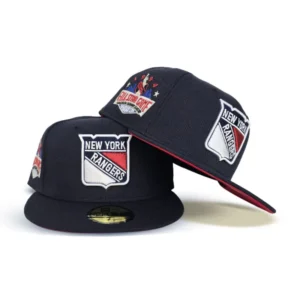 New Era New York Rangers fitted hat navy, red, blue colorway - 1994 All-Star Game Fitted: New Era Rangers Navy Tribute with Red Bottom