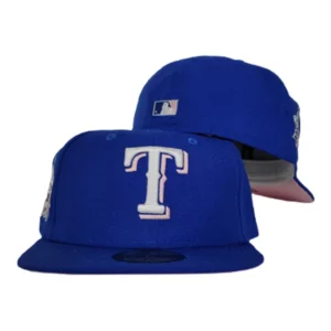 New Era New York Rangers fitted hat blue, pink, royal colorway - 1985 All-Star Game Fitted: New Era Drops Rangers Royal Blue Pink Bottom Tribute