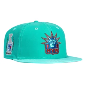 New Era New York Rangers fitted hat Teal, Mint colorway - New Era Drops Fresh Rangers Fitted with 4X Champions Patch and Pink UV Magic
