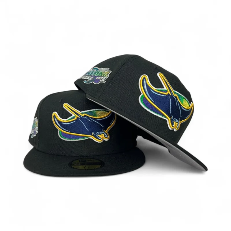 New Era Tampa Bay Rays fitted hat black, gray colorway - 1998 Inaugural Season Fitted: New Era Drops Tampa Bay Rays Black and Gray 59FIFTY Tribute